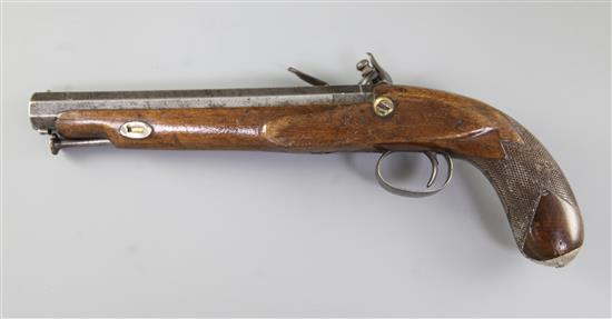 Blanch of London. An early 19th century flintlock pistol, 13.5in.